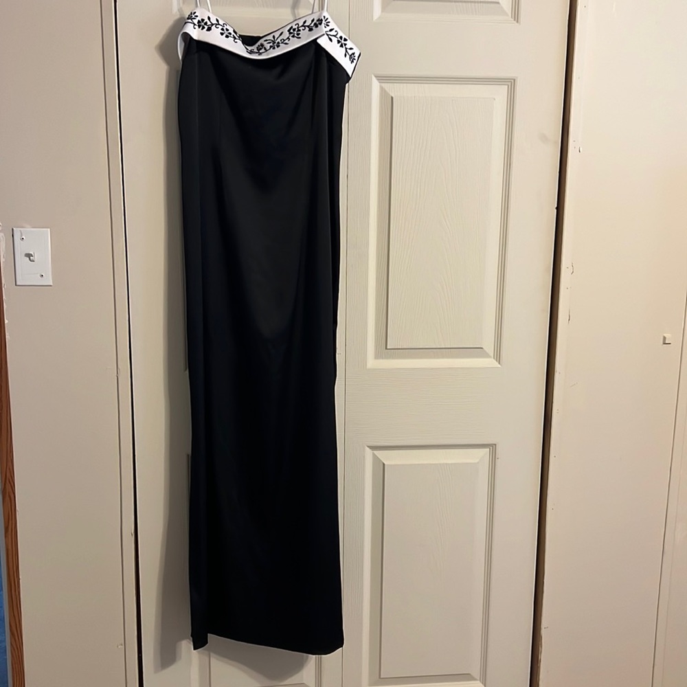 Black formal with white trim